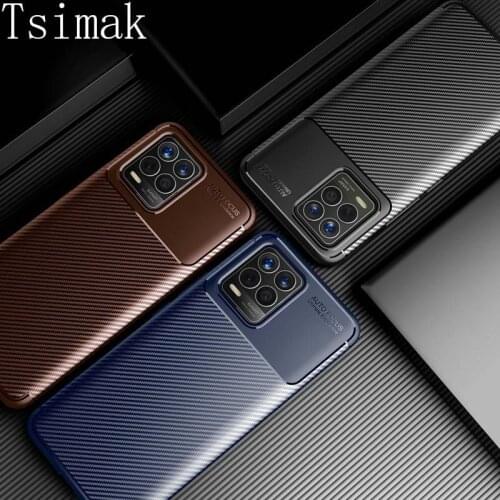 Shockproof Case For Realme 8 Pro 6 7 X7 V11 V13 V5 Soft Silicone Carbon Fiber Back Coque For OPPO A54 A74 A94 4G 5G Phone Cover