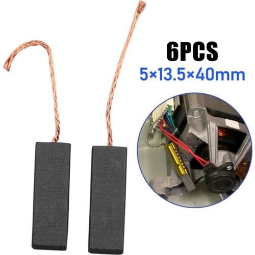 6pcs Motor Carbon Brushes With 70mm Length Lead 5*13.5*40mm Motor Brush Replacement For Washing Machine