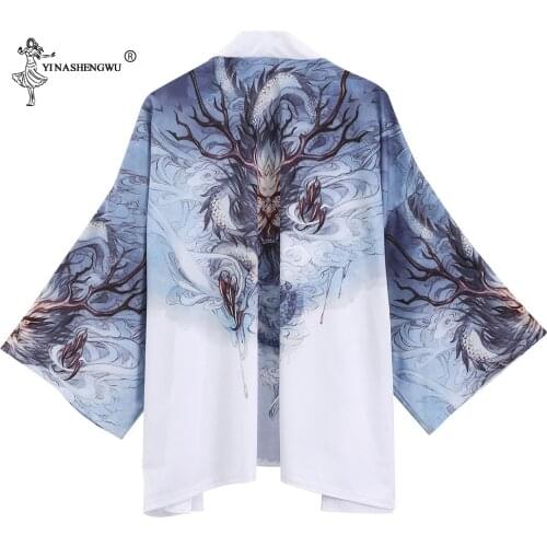 Japanese Kimono Traditional Yukata Men Women Kimonos Cardigan Men Unisex Leisure Shirts Print Femme Coat Kimono Cosplay Costumes