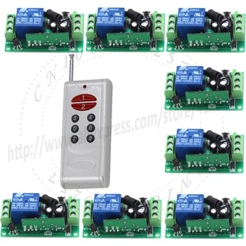 12V 8channel RF Wireless universal remote control 433 mhz 315mhz System 8 receiver +1 transmitter 1000m fixed code SKU: 5107