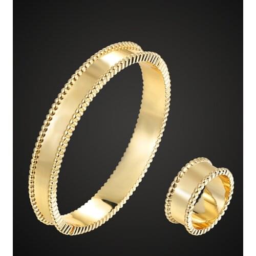 Vankeliif Brand Simple beaded glossy Bangle and rings womens jewelry sets classic everyday fashion accessories Best Gift