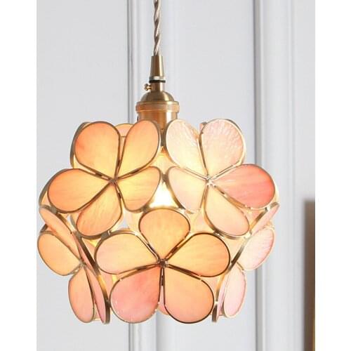 Japanese hand made glass lamp warm bedroom bedside porch passage girl heart childrens room petal Chandelier