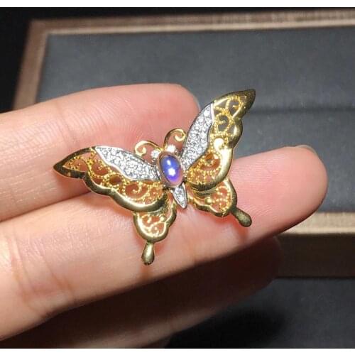 Ladies New Natural Moonstone 925 Silver Pendant Brooch Dual-use Fashion Trend Simple Atmosphere