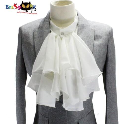 Medieval Knight Shirt Fake Collar Costume Accessories Vintage Women White Detachable Collar Victorian Chiffon Cravat Choker