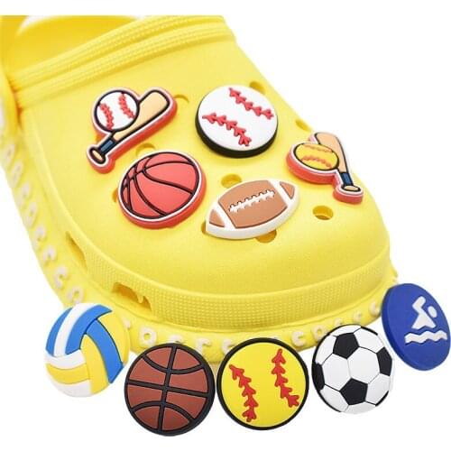 10PCS PVC Cartoon Shoe Accessories Balls Icon Fits for Bracelet Pendant Childrens Birthday Party Gift