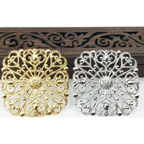 20pcs 50mm Filigree Wraps Metal Charms For Embellishment Scrapbook DIY Jewelry Craft Wraps Connectors Metal Crafts