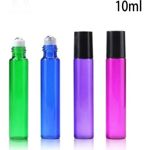5pcs 10ml colorful transparent glass rolling bead bottle cosmetic essential oil lip glaze filling packaging container