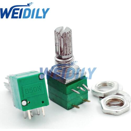 5PCS 5pin RV097NS single linked potentiometer B50K with a switch audio /power amplifier / sealing potentiometer handle 15mm