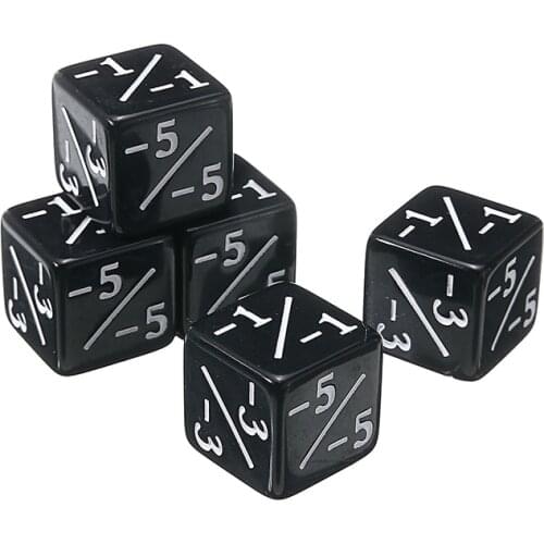5pcs/set Black Dice 6 Side Negative -1/-1 to -6/-6 Counters Dices for Outdoor Games Board Game Counting Dice