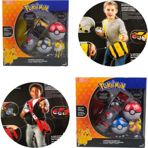 5pcs/Set Of Original Pokemon Toy Belt Backpack Elf Ball Ibrahimovic Small Fire Dragon Wonderful Frog Pokeball Seed doll with box
