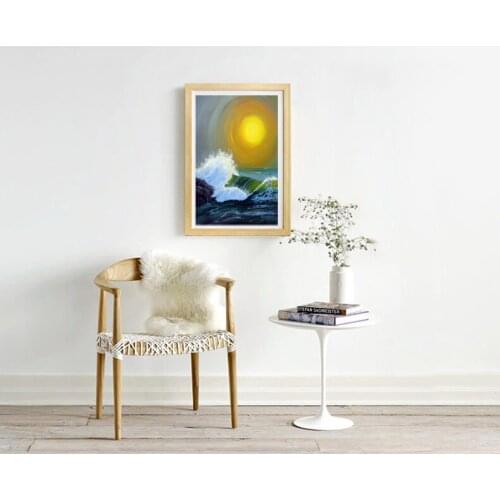 Abstract canvas painting mural prints posters modern decorative picture sun over the sea seascape picture impressionism art
