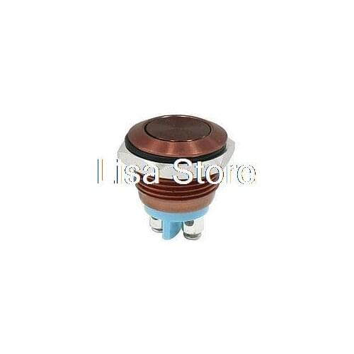 AC 250V 3A 2 Screw Terminal SPST NO. Momentary Push Button Switch Coffee Color