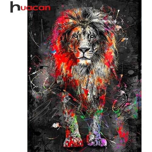 Huacan Diamond Embroidery Kit Lion 5D Diamond Painting Mosaic Animal Beaded Pictures Handmade Gift Home Decor