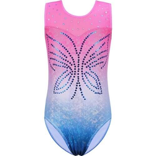 BAOHULU Gymnastics Leotards for Toddler Girls Shiny Dance Outfit Sleeless Athletic Apparel Gradient Color Ballet Leotard