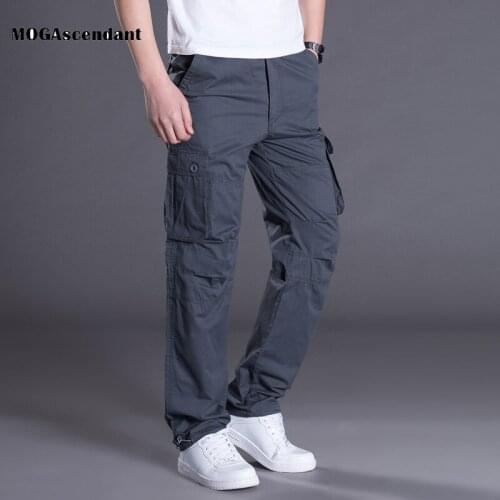Mens Autumn Cargo Pants Casual Pockets Breathable Pants Male Big and Tall Spring Straight Long Trousers Homme Plus Size 3XL
