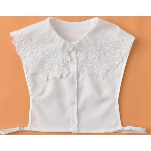 2020 Flower Lapel Fake Collar for Women Shirt White False Collars Removable Detachable Collar Faux Col Lady Dress Nep Kraagie