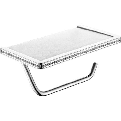 Silver Stainless Steel Toilet Paper Holder Bathroom Wall Mount WC Paper Mobile Phone Holder Shelf Roll Paper shelf Accessories