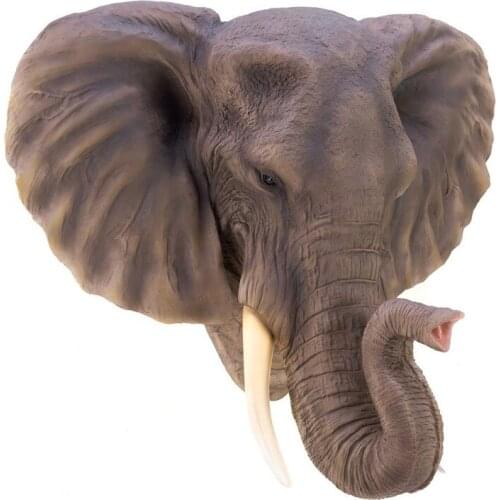AFRICAN ELEPHANT HEAD FIGURINE WALL DECOR 3D SIMULATION ANIMAL HEAD RESIN ART SCULPTURE HOME WALL HANGING DECORATION R2718