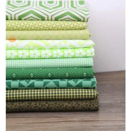 Cotton Green Fabric For Dress Handmade DIY Clothes Clothing Quilt Handmade Patchwork Material 21X25cm TJ4141