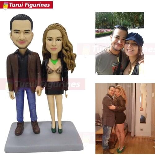 Custom bobblehead couple figurines lovers bobble head personlized handmade polymer clay dolls antique imitation figurines