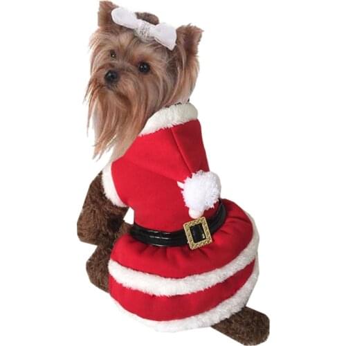 Cute Red Christmas Style Pet Dogs Dress Free Shipping By CPAM Small Puppy Dogs Clothing