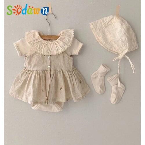 Sodawn Baby Clothes Autumn Baby Rompers Girls Long Sleeve Infant Newborn Baby Clothes Lace Princess 1st Birthday Party Clothes