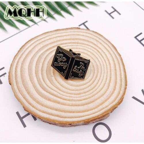 Creative Black Reading Books Enamel Alloy Brooch Personality Badge Collar Pins Bag Accessories Jewelry Gifts For Students Kid