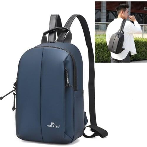 New Fashion Solid Backpack for Men PU Leather Schoolbag Casual Travel Student Daypack Multifunctional Diagonal Bags