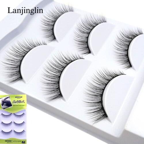 LANJINGLIN 3 Pairs False Eyelashes strip mink eyelashes 3d Mink Lashes Natural Makeup Eyelash Extension Fake Eye Lash #A-101