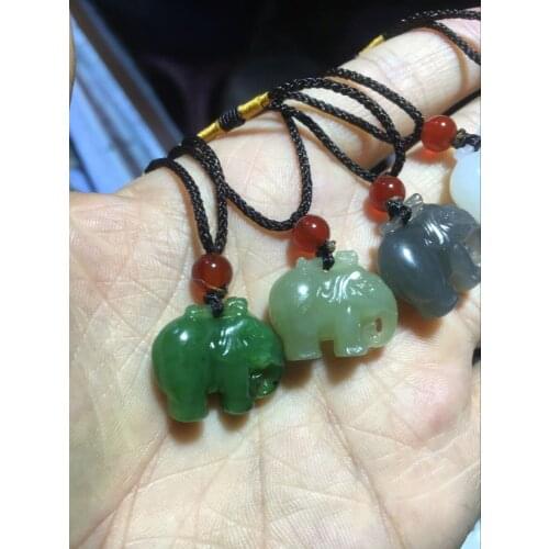 Natural hetian jade little elephant Pendant Carved Pendants Women or Mens Amulet Nephrite Jades Jewelry