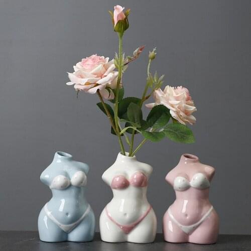 New Body Art Vase Indoor Flowerpot Table Ceramic White Creative Flower Vase Home Garden Decorative Flower Pots