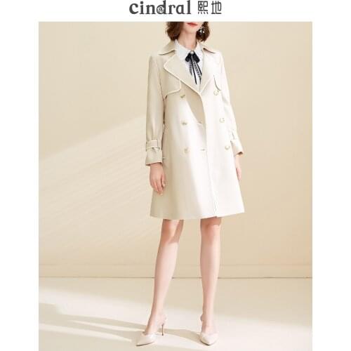 Spring and Autumn 2021 New Windbreaker Womens Middle Length Design Sense Temperament Splicing This Years Popular