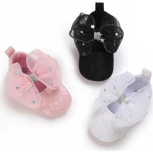 Princess Baby Girls Crib Shoes First Walkers Lovely Toddler Shoes Girl Bow Anti-slip Infant Shoes For Newborns Kids 0-18 months