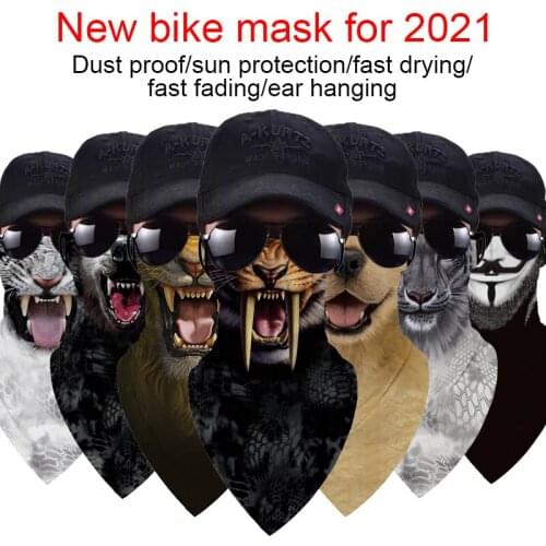 3D Animal Print Unisex Hiking Scarves Headwear Ear Hook Face Scarf Outdoor Riding Collar Windproof Collar