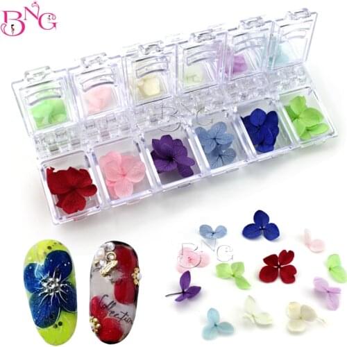 12 colors Box Dried Flowers 3D Nail Art Decorations Fasting Natural Floral Sticker Charms Nail Designs UV Gel Polish Accessories