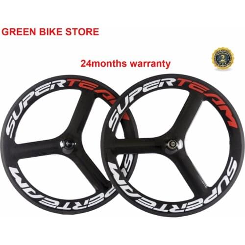 SUPERTEAM Spoke Carbon Wheels 700C 3 Spoke Carbon Road Wheels 23mm Width Clincher Carbon Wheelset Single Speed Carbon Wheel