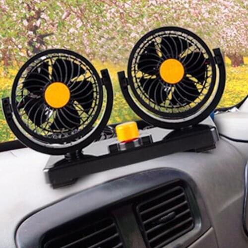 12V/24V Electric Car Truck Fan 360 Degree Rotatable 2 Speed Dual Head Cooling Air Circulator For Van SUV Golf Cart Truck 2021