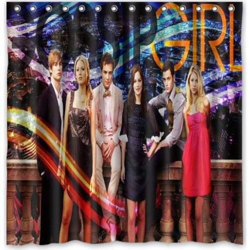 High Quality 180*180cm Gossip Girl Modern Style Waterproof Fabric Bathroom Shower Curtain With Hooks Free Shipping