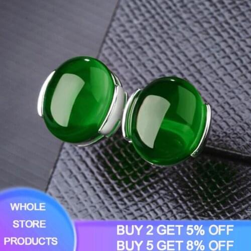 YANHUI 100% 925 Solid Silver Earrings Gemstone Lab Emerald Stud Earrings For Female Birthday Anniversary Gifts Fine Jewelry