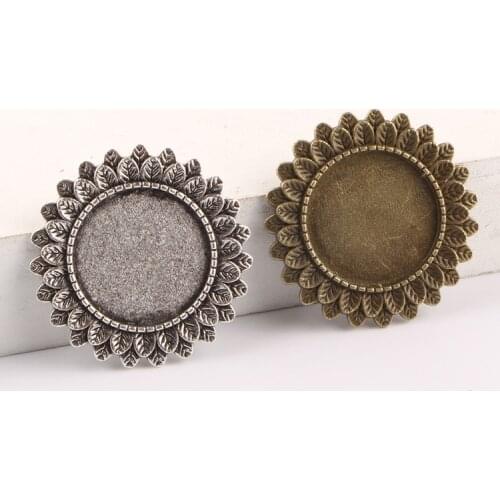 5pcs Fit 20mm Cabochon Brooch Pin Base Antique Bronze Bezel Setting Blanks For Brooches Making Supplies