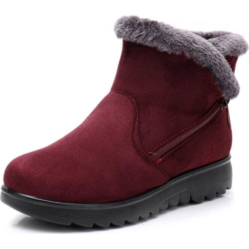 New Snow Boots Women Winter Warm Fur Ladies Buckle Platform Wedge Fashion Ankle Boot Female Comfort Casual Shoes Plus Size