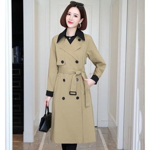 2021 Autumn New Brand Women Trench Coat Female Windbreaker England Style Fashion Double-Breasted Slim Long Trench Outerwear