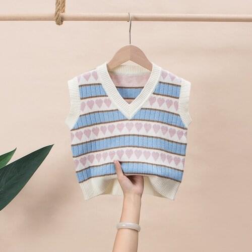 Winter Baby Girl Clothes Children Girls Sweater Knit Vest Girls V-neck Vest Children 2021 Spring And Autumn Clothes