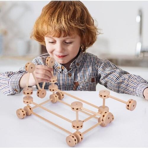 1 Set Durable Building Blocks Classical Intelligence Development Exquisite Wooden Tent Castle Building Toy Kit for Children