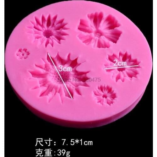 1000pcs 6 Cavity Chrysanthemum Fondant Silicone Mold Chocolate Mold Handmade Soap DIY Cake Mold
