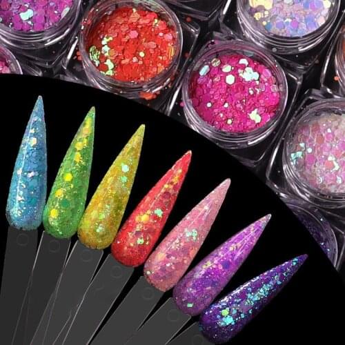 12pcs/set New Iridescent Hexagon Shinny Nail Art Decorations Glitter Sequins Nails Design Accessories for Manicure Sequins