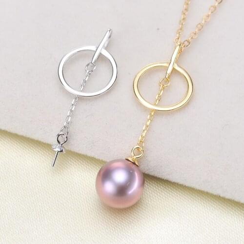 2 Color 925 Sterling Silver Pearl Pendant Exquisite Necklace Pendant Findings Jewelry Parts Fittings Women Accessories, 3pcs/lot