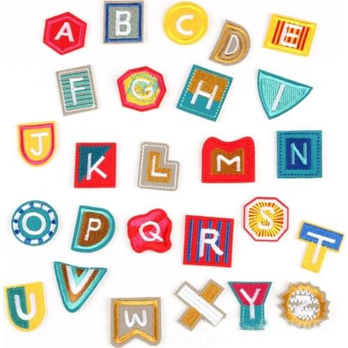 26pcs Cartoon Letter pattern Patch Computer Embroidery Badges Hand Sewing Ironing Sticker On Cloth Garment Hat Bag