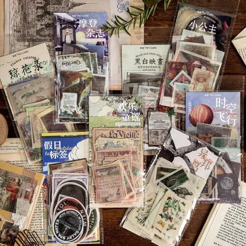 60pcs/pack Vintage flowers birds retro angel girl old magazine label happy songs decoration planner scrapbooking index stickers