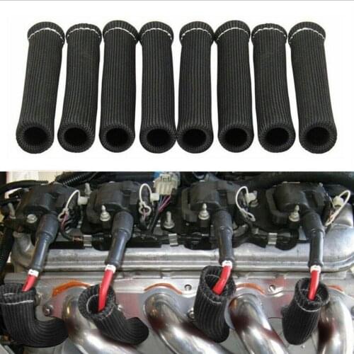 8PCS Car Heat Shield Protector Durable Sleeve Spark Plug Wire Boots Truck Hot Exhaust Protection Cover Automotive Accessories